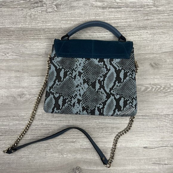 ZARA CITY BAG Blue Animal Print WITH CONTRASTING LEATHER STRAP - Picture 9 of 12